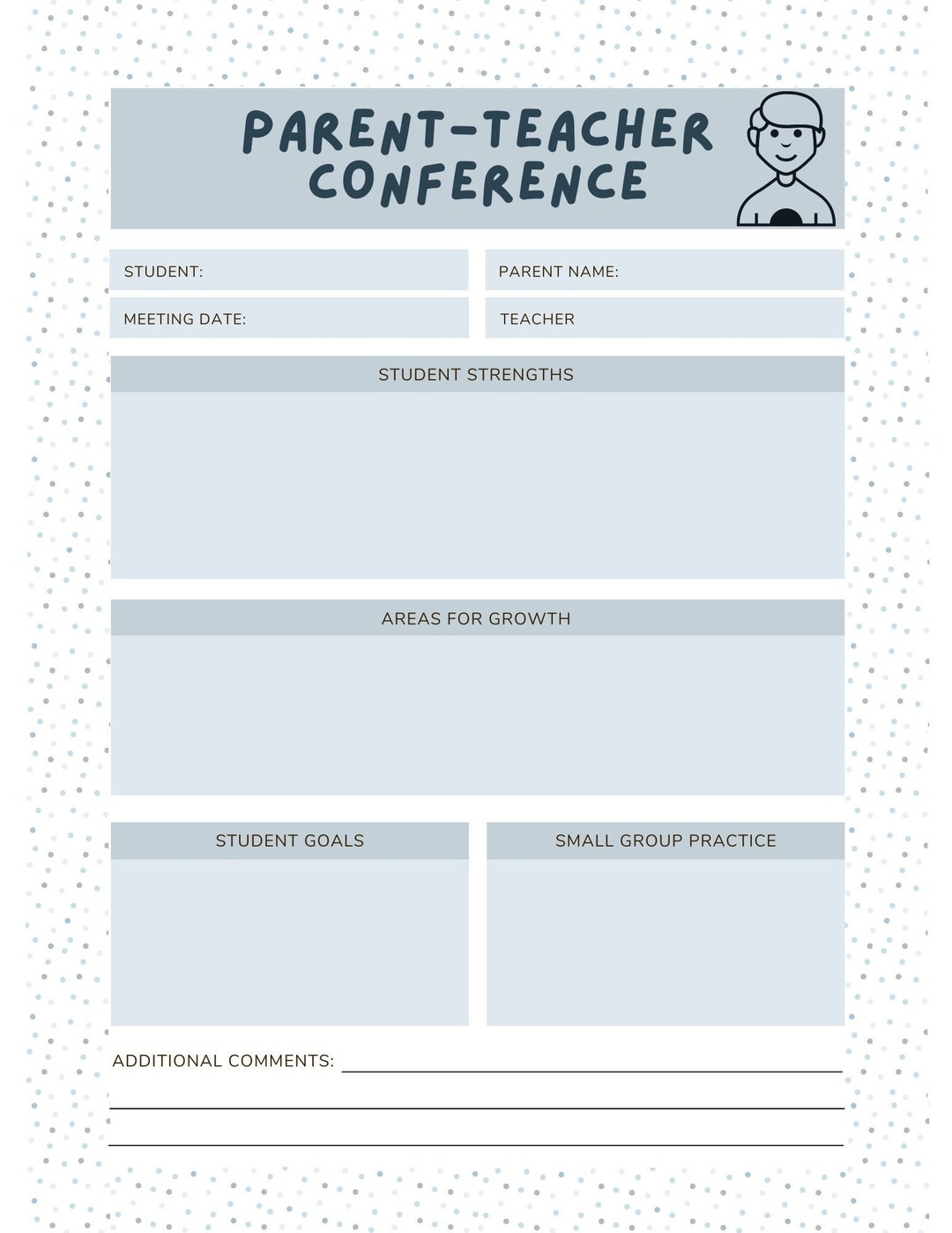 Parent Teacher Conference Form Teacher Conference Student Goals Student Grades Parent School Meeting Etsy