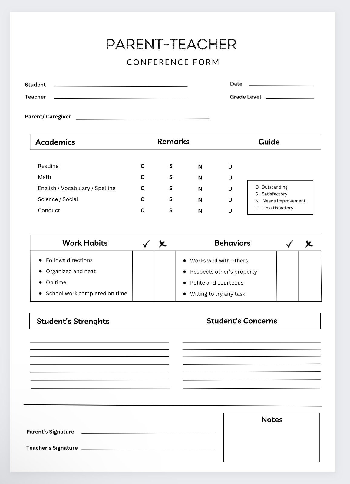 Parent Teacher Conference Form teacher Planner teacher Agenda parent Teacher Conference Template lesson Planner class Schedule Template Etsy