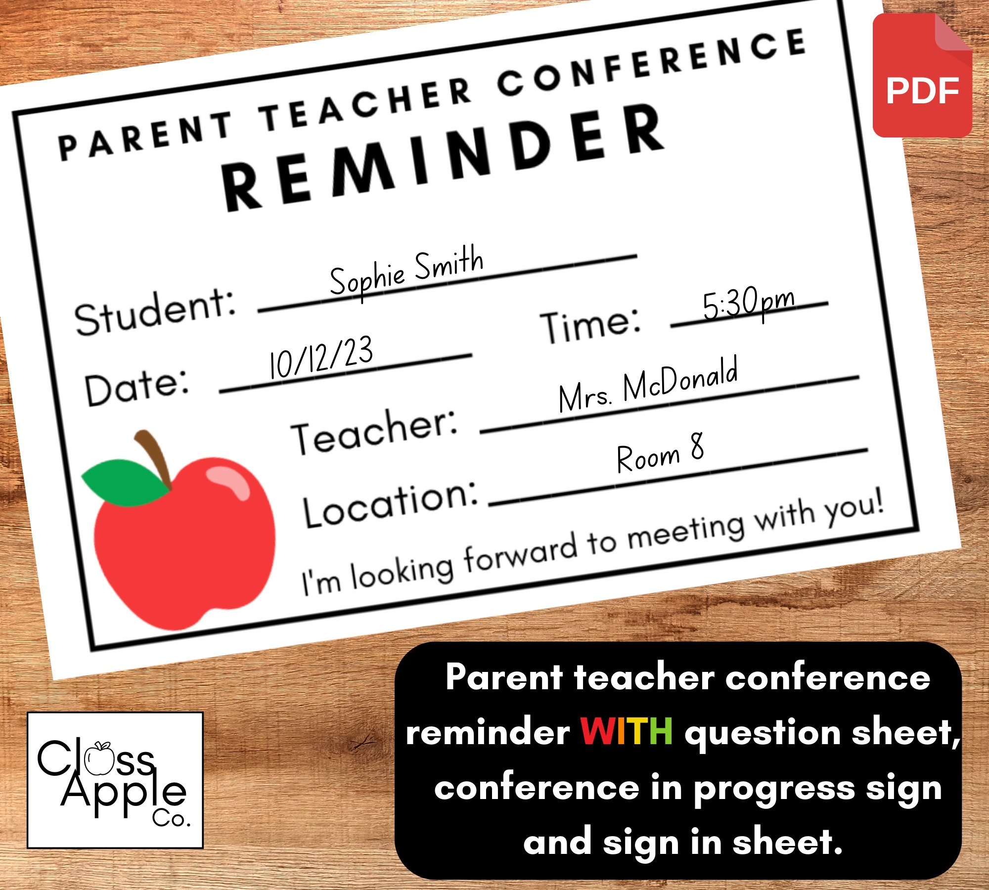 Parent teacher Conference Reminders Question Sheet In progress Sign And Sign in Sheets PDF Download And Printable Elementary School Etsy