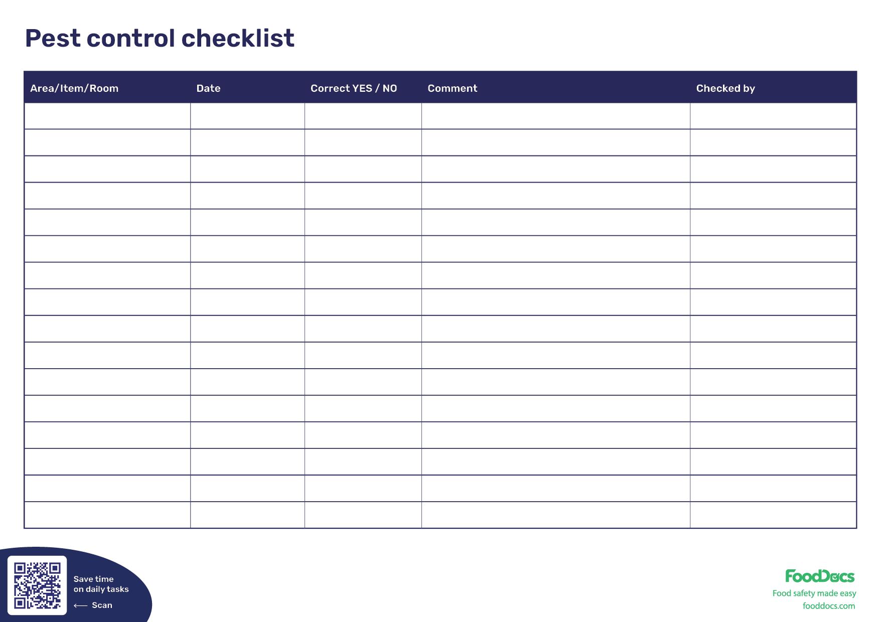 Pest Control Checklist Download Free Template