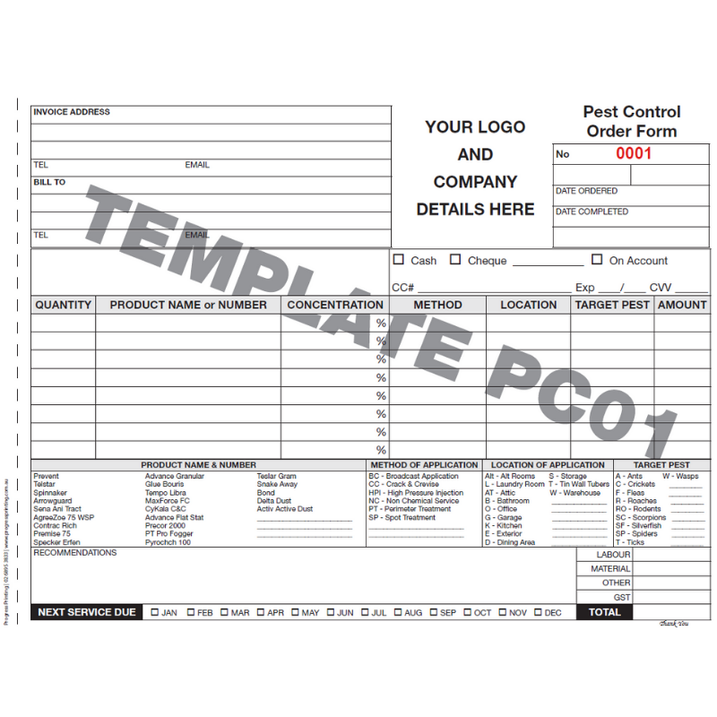 Pest Control Order Forms Assist Property Inspections