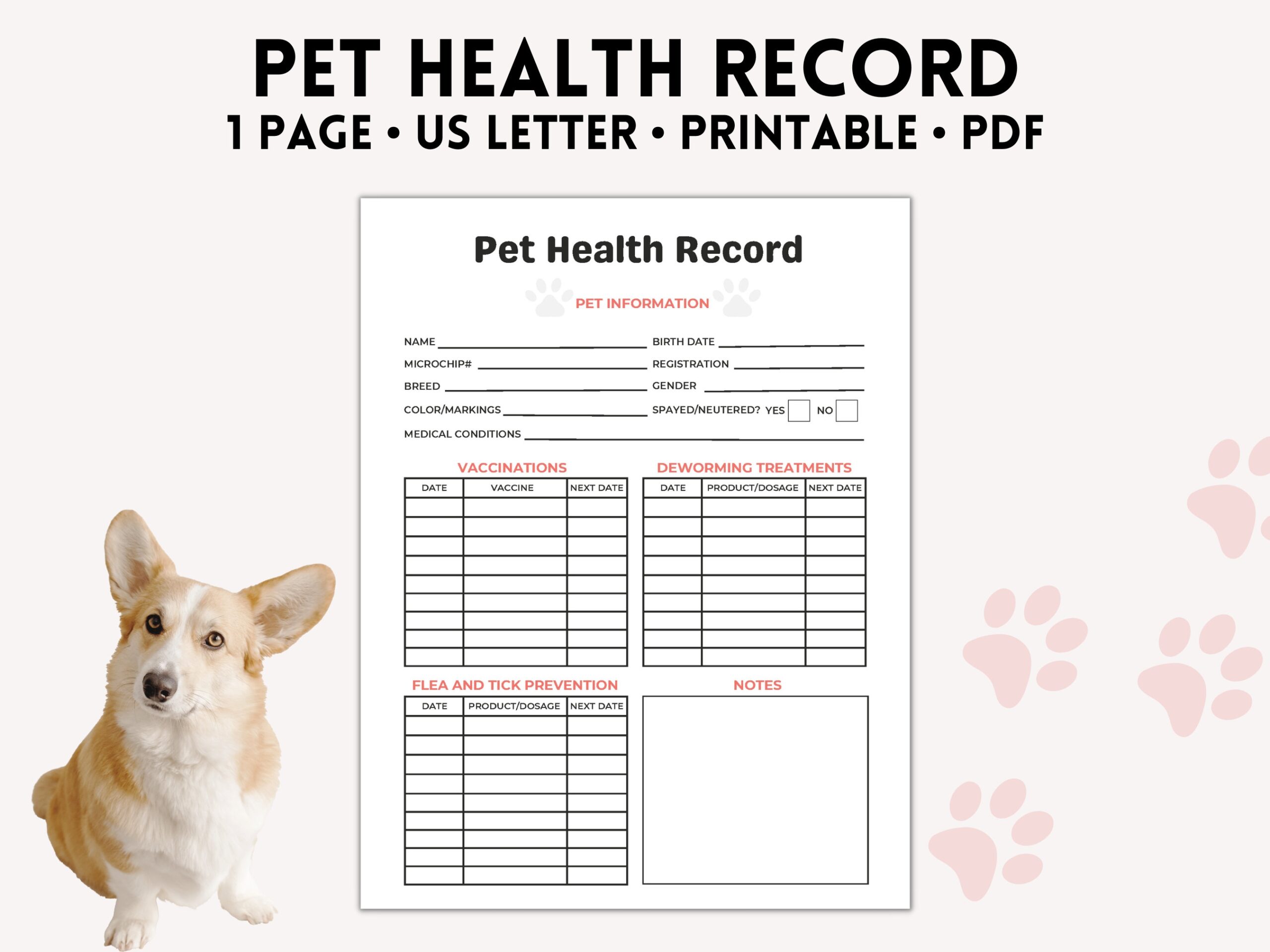 Pet Health Record Fillable Dog Breeder Forms Pet Health Record 