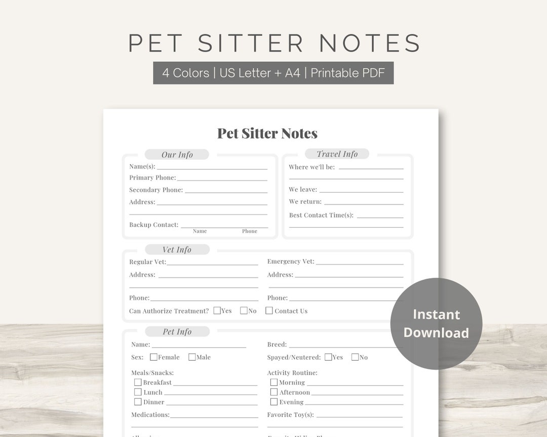 Free Printable Pet Sitting Forms Pdf