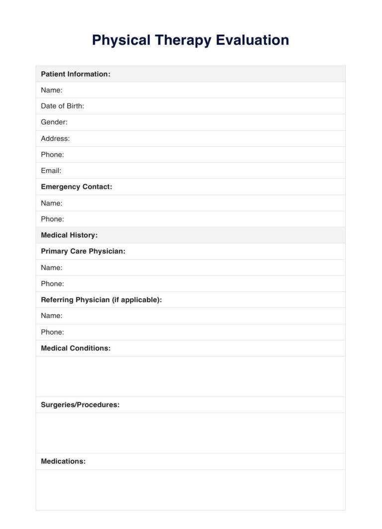 Physical Therapy Evaluation Template U0026 Example Free PDF Download