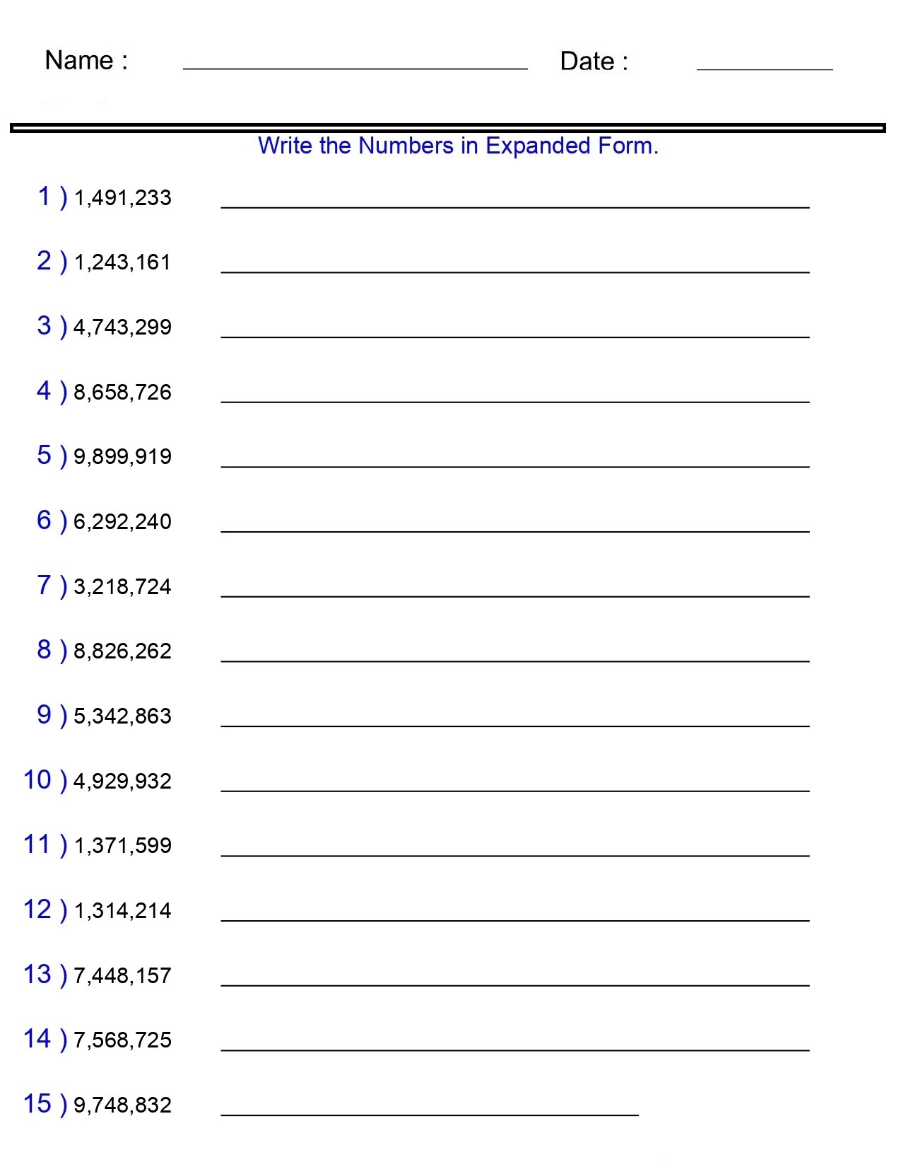 Free Printable 2nd Grade Expanded Form Worksheets