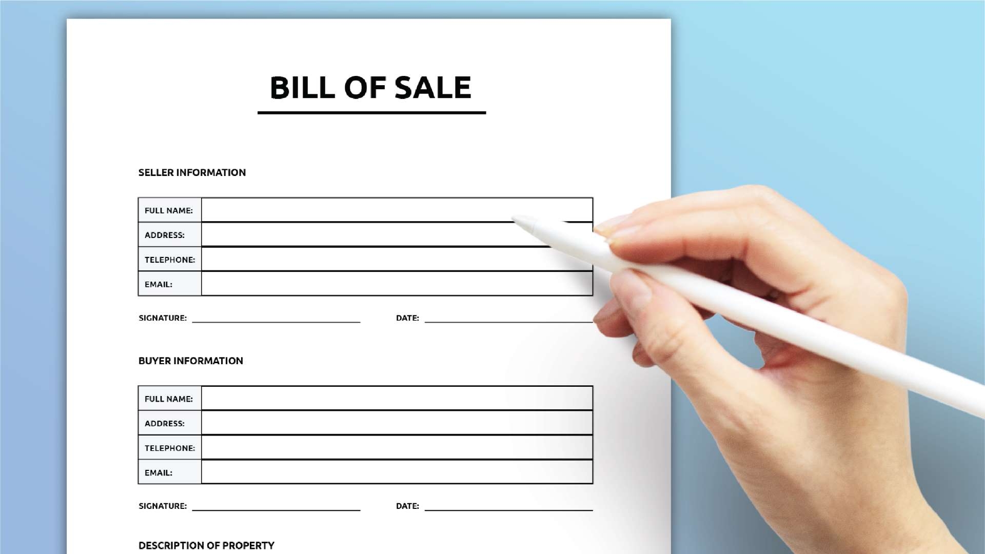 General Bill Of Sale Form Free Printable