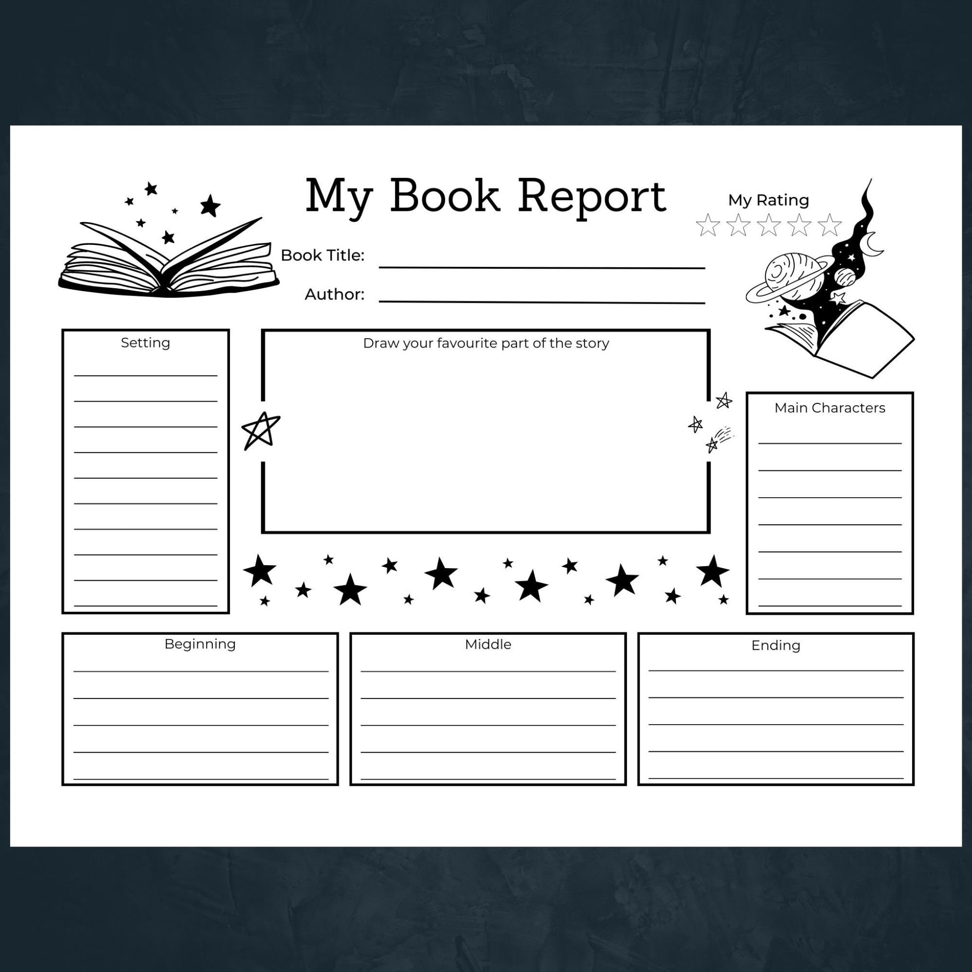 Printable Book Report INSTANT DOWNLOAD Printable Activity Book 