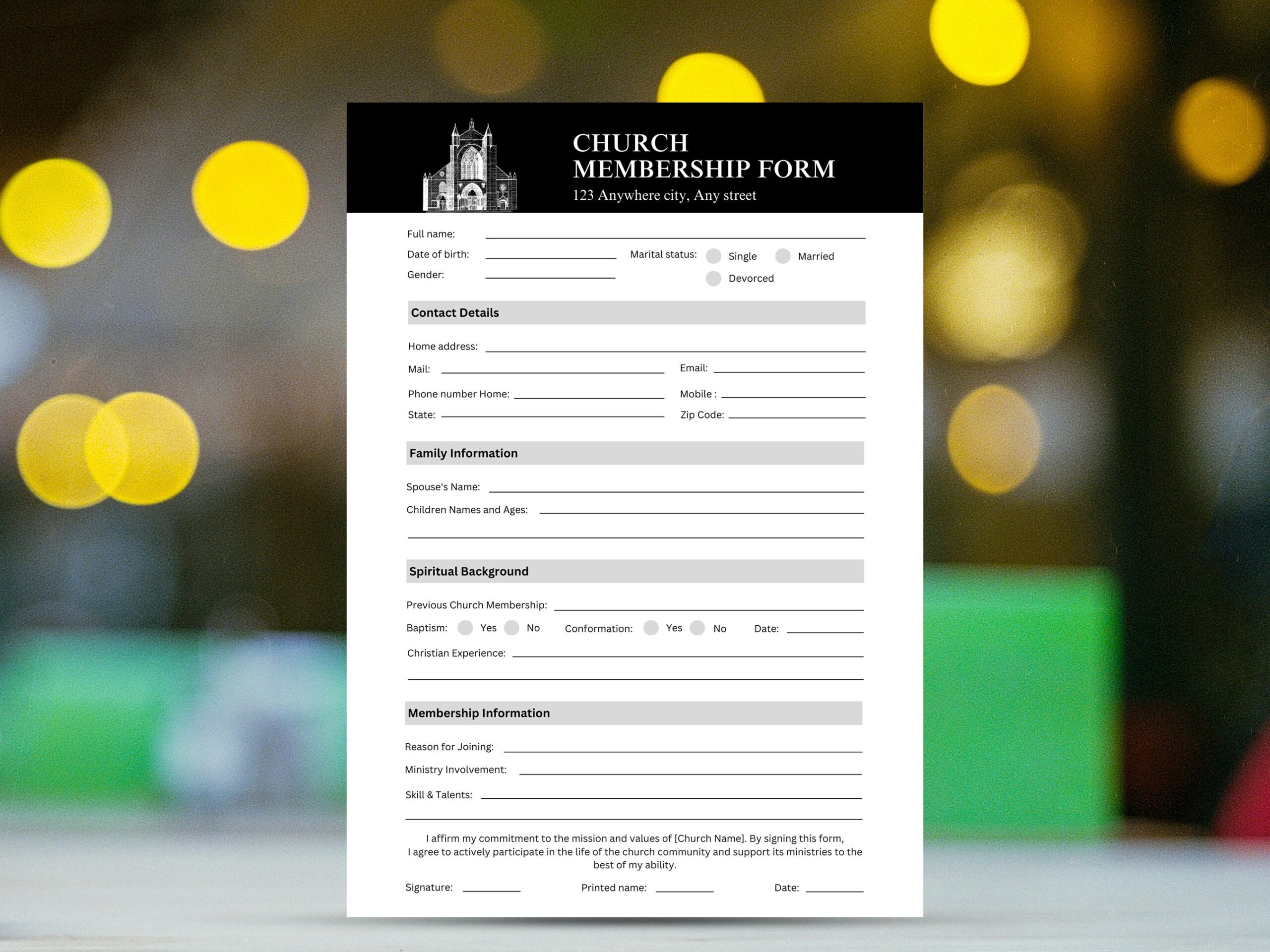 Free Printable Church Business Forms