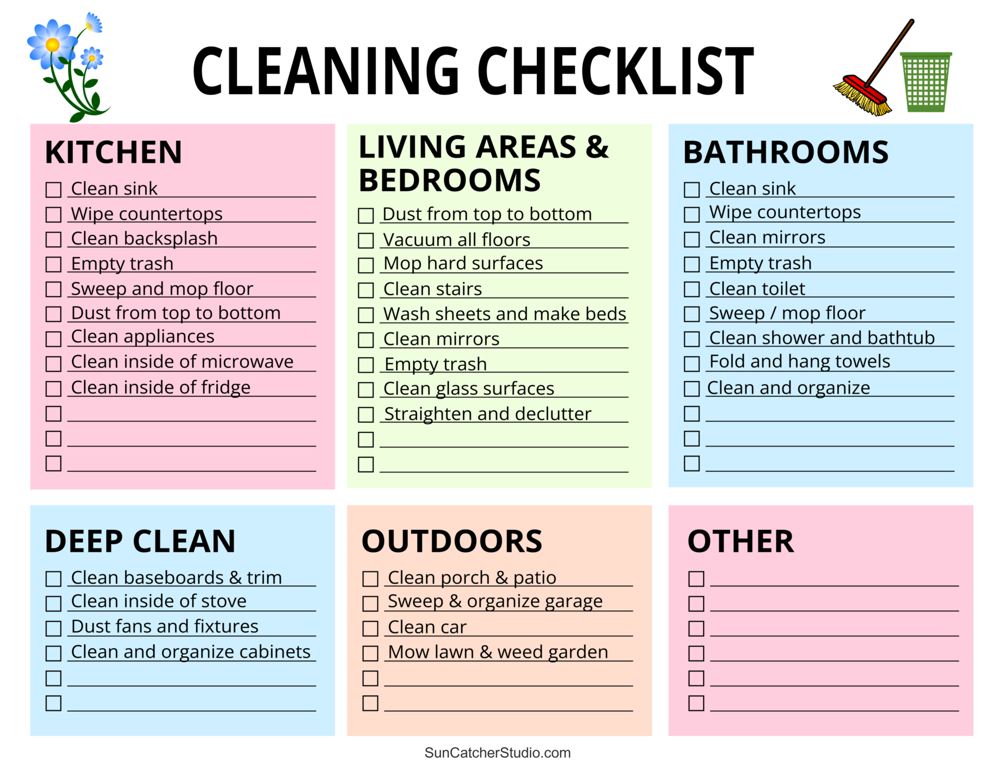 Free Printable Monthly Cleaning Scheduling Forms