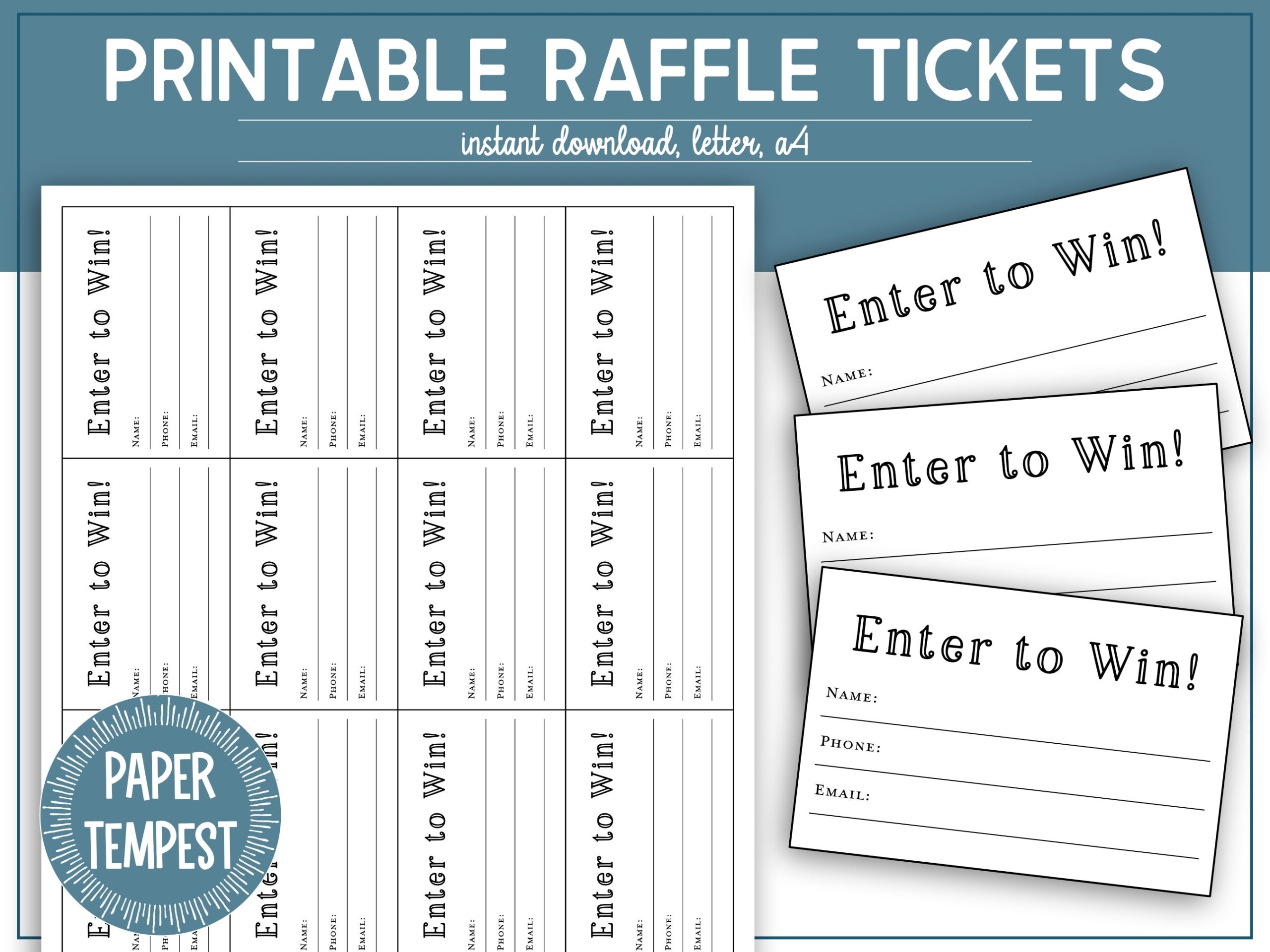 Printable Drawing Entry Forms Etsy