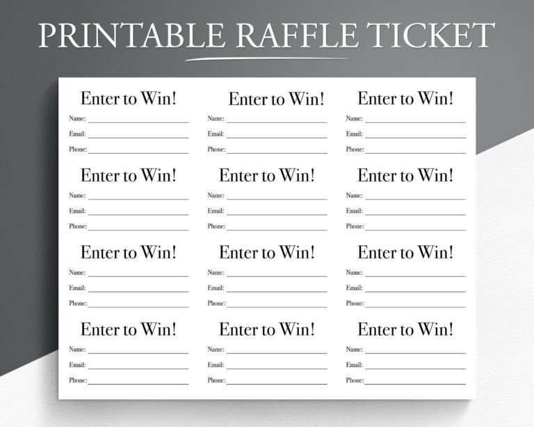 Printable Drawing Entry Forms Etsy