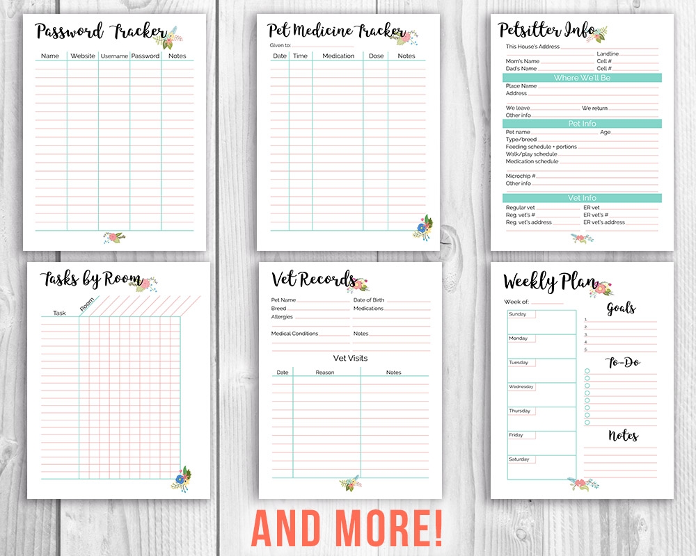 Free Printable Home Organization Forms