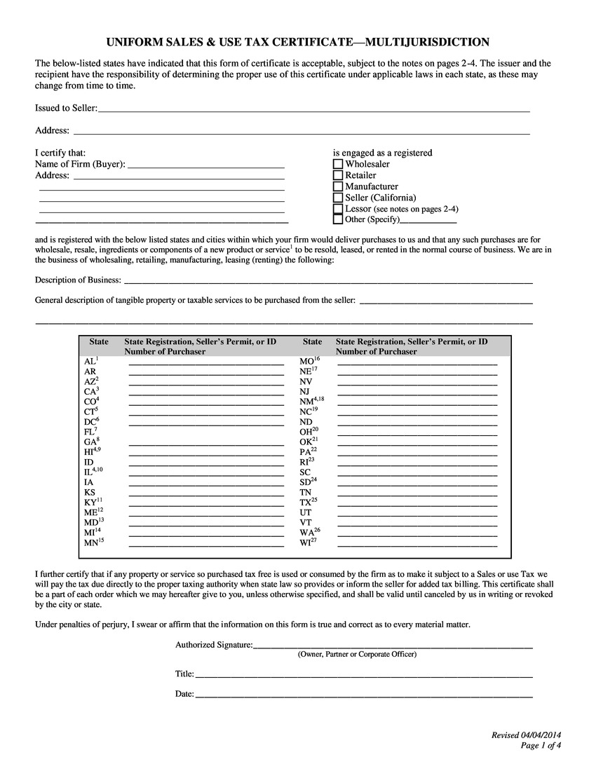 Printable Ohio Sales Tax Exemption Certificates