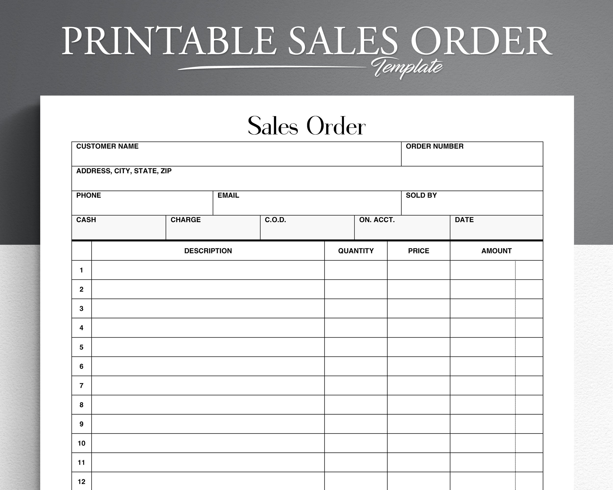 Order Form Free Printable