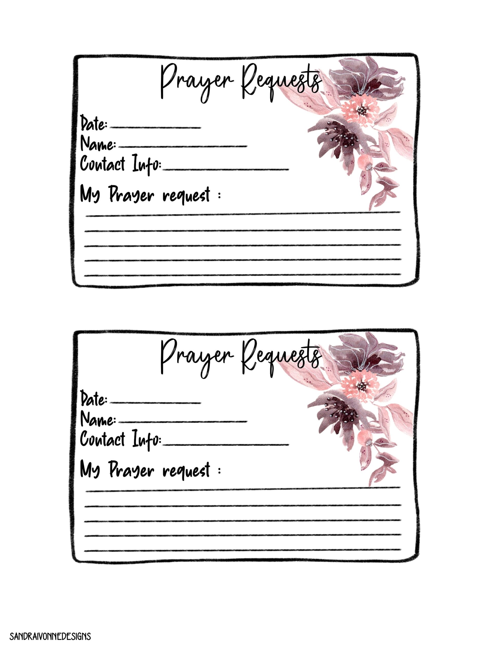 Free Printable Thanks Prayer Request Forms