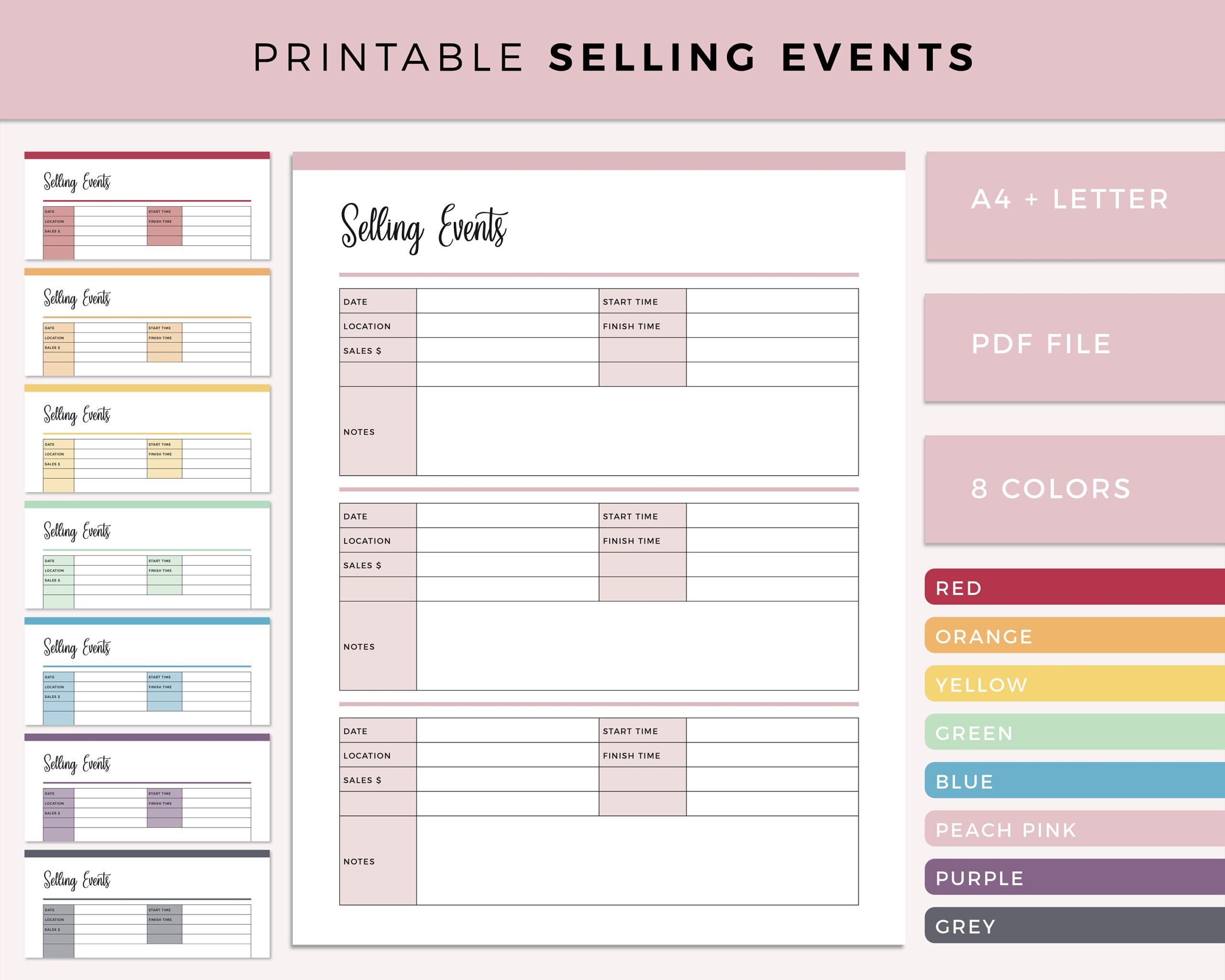 Printable Sales Events Template Selling Log Market Stall Sales Tracker Flea Market Tracker Yard Sale Income Tracking A4 And Letter Size Etsy