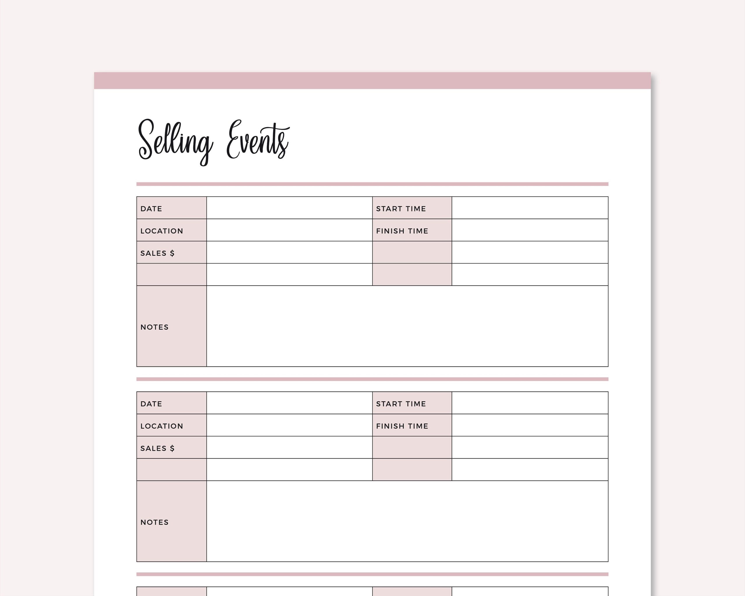 Printable Sales Events Template Selling Log Market Stall Sales Tracker Flea Market Tracker Yard Sale Income Tracking A4 And Letter Size Etsy
