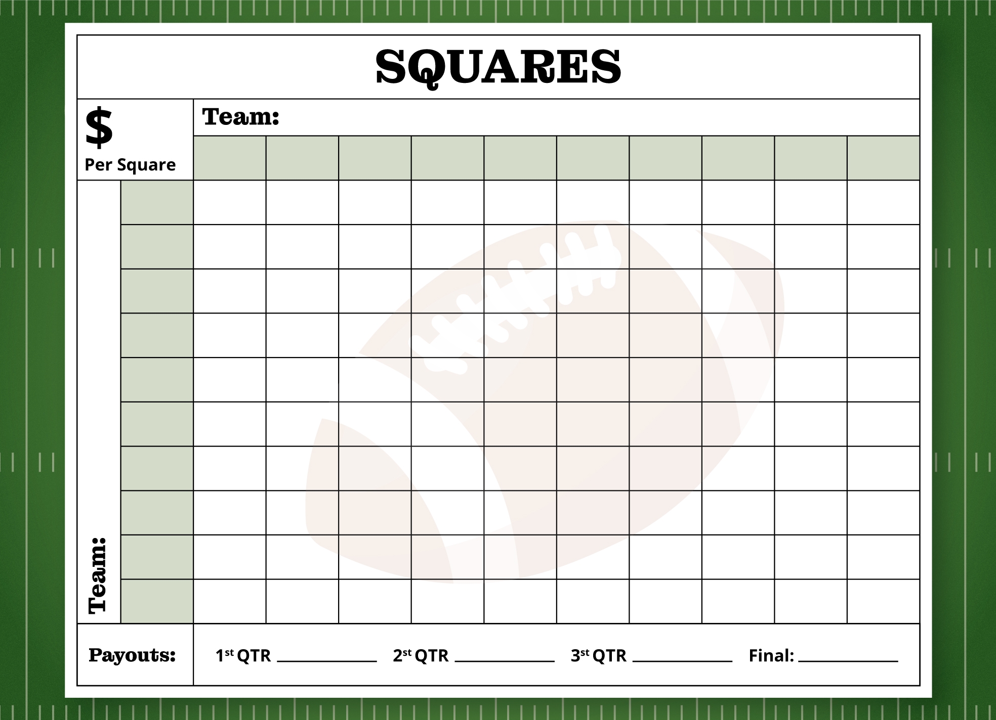 Free Football Forms Printable