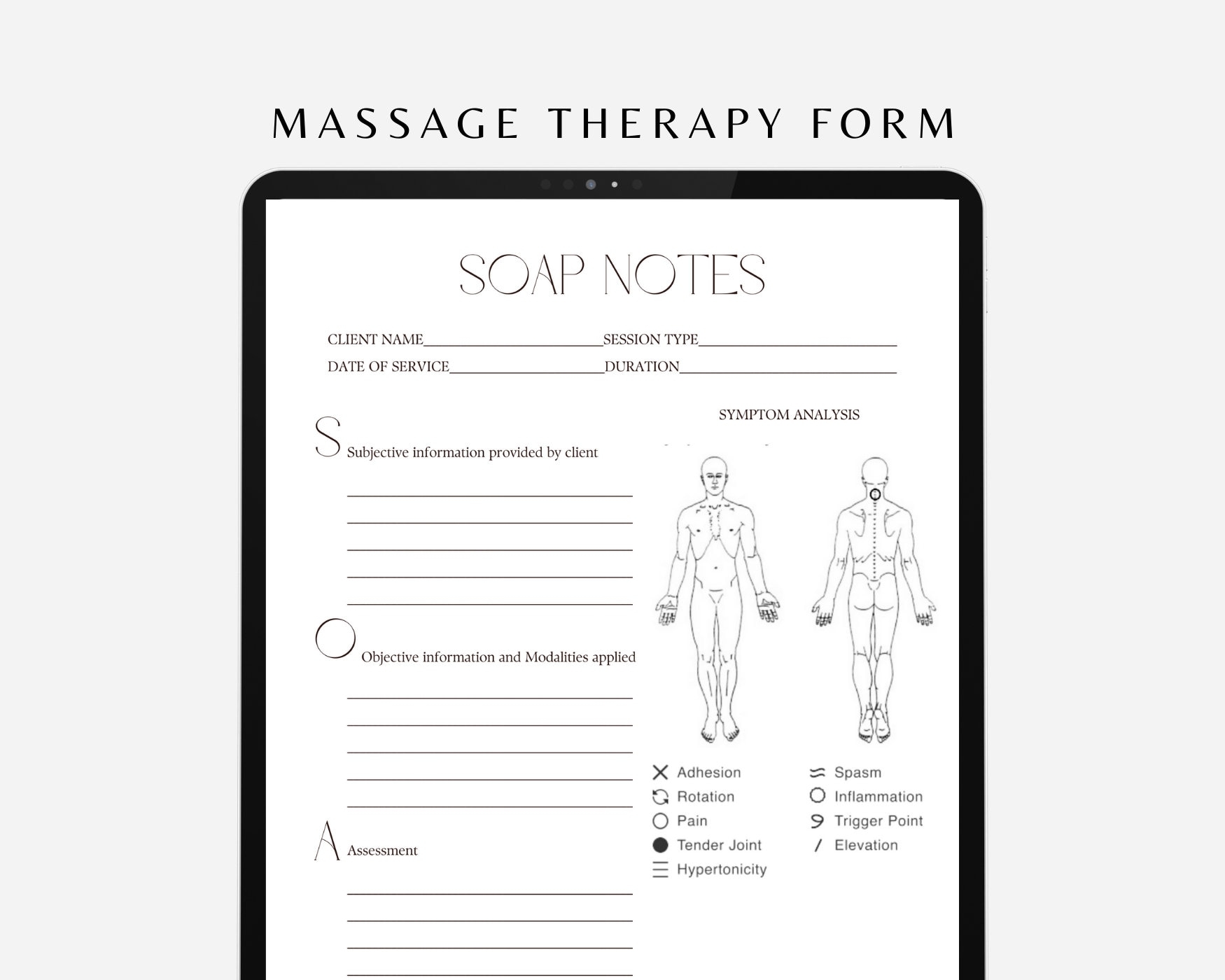 Professional Massage SOAP Notes And Symptom Analysis Form Editable U0026 Printable On Canva Therapist Notes Guide Etsy Denmark