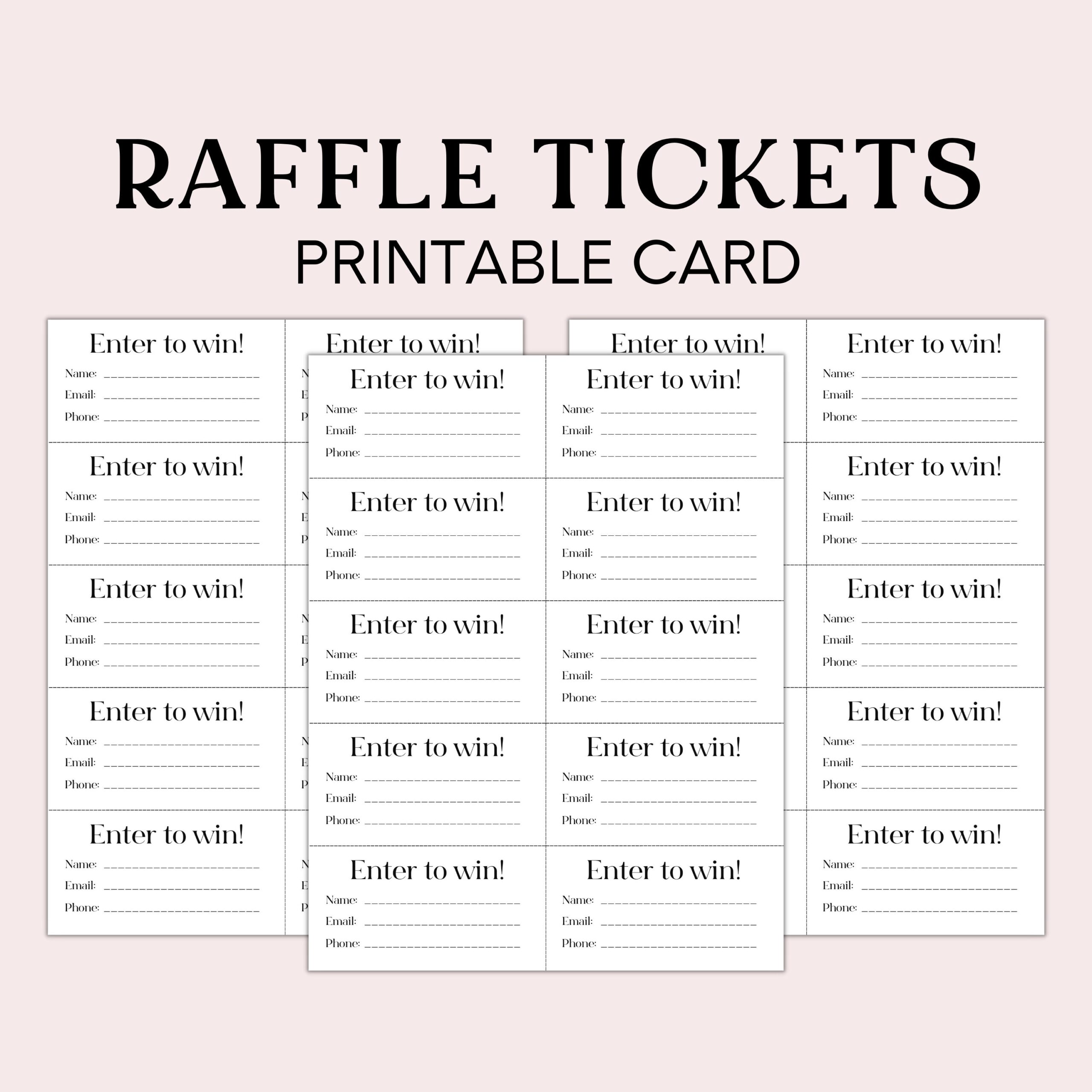 Raffle Ticket Form Printable Enter To Win Ticket Drawing Slips
