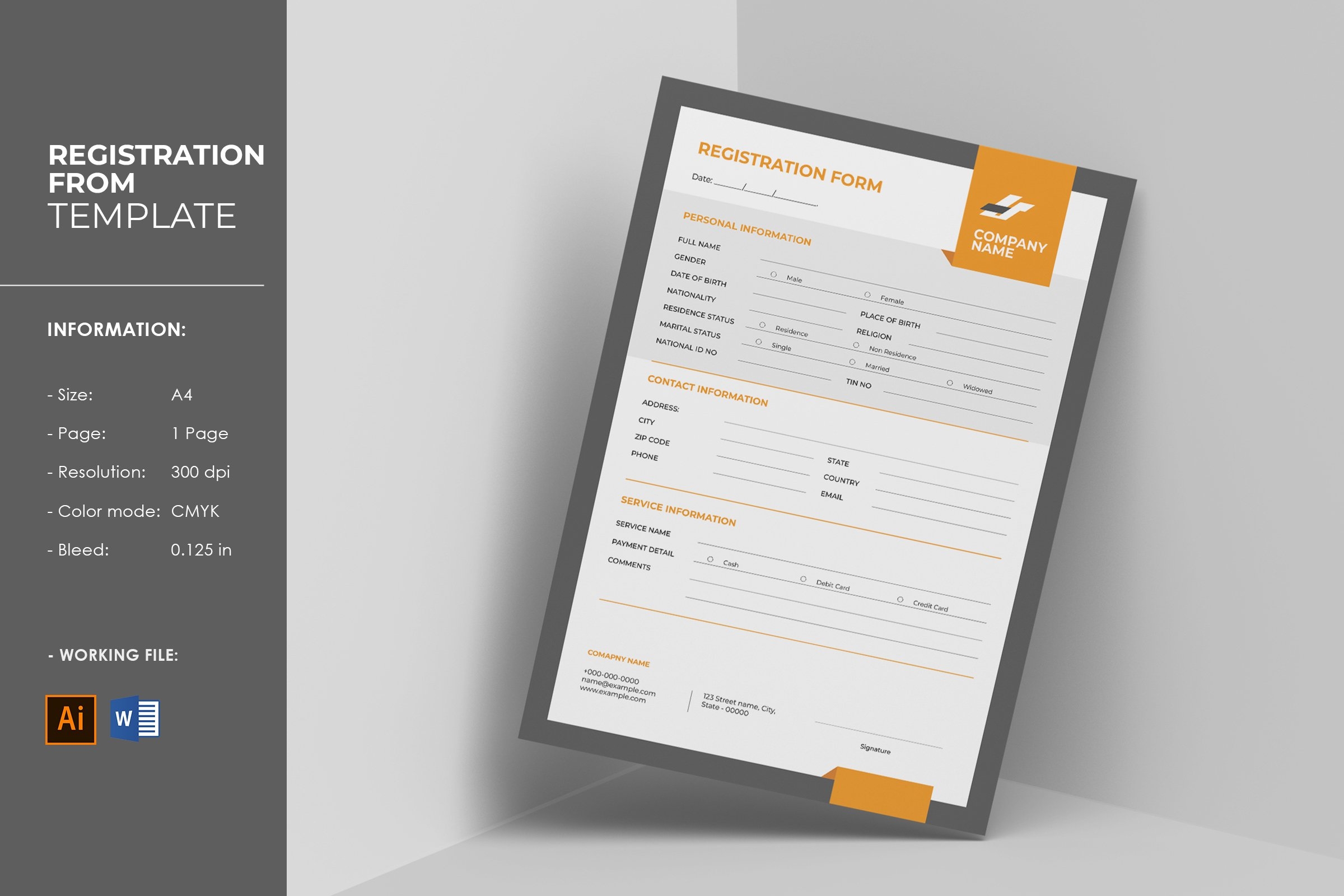 Registration Form Template Illustrator And Word Template