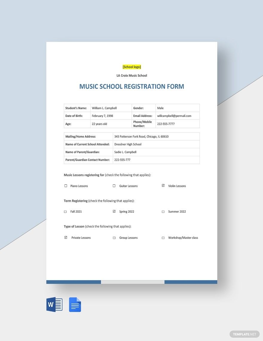 Free Printable Registration Form Template Word