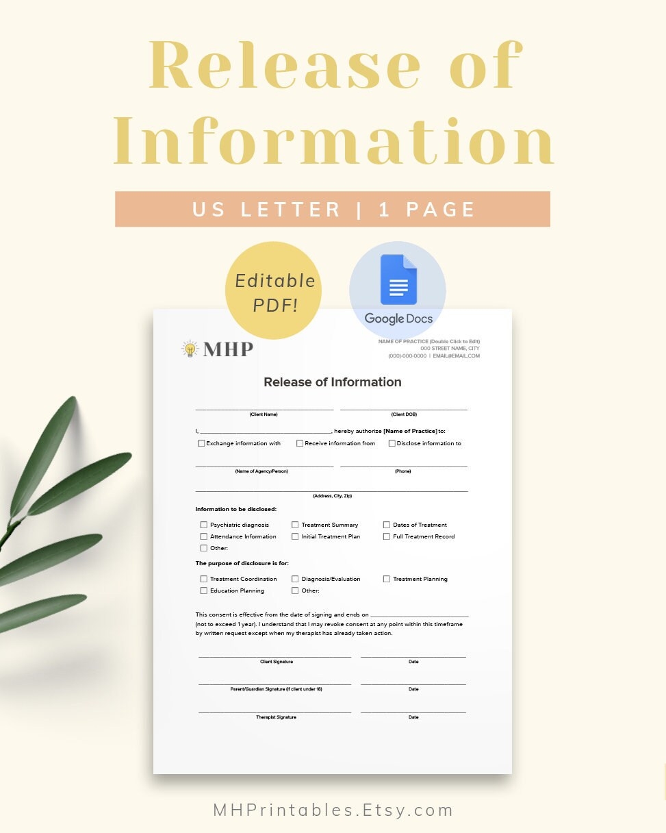 Release Of Information Consent Form Template For Private Practice 