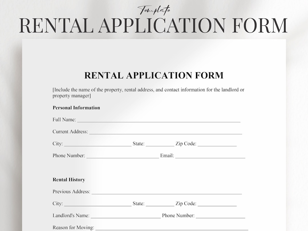 Free Printable Tenant Application Form