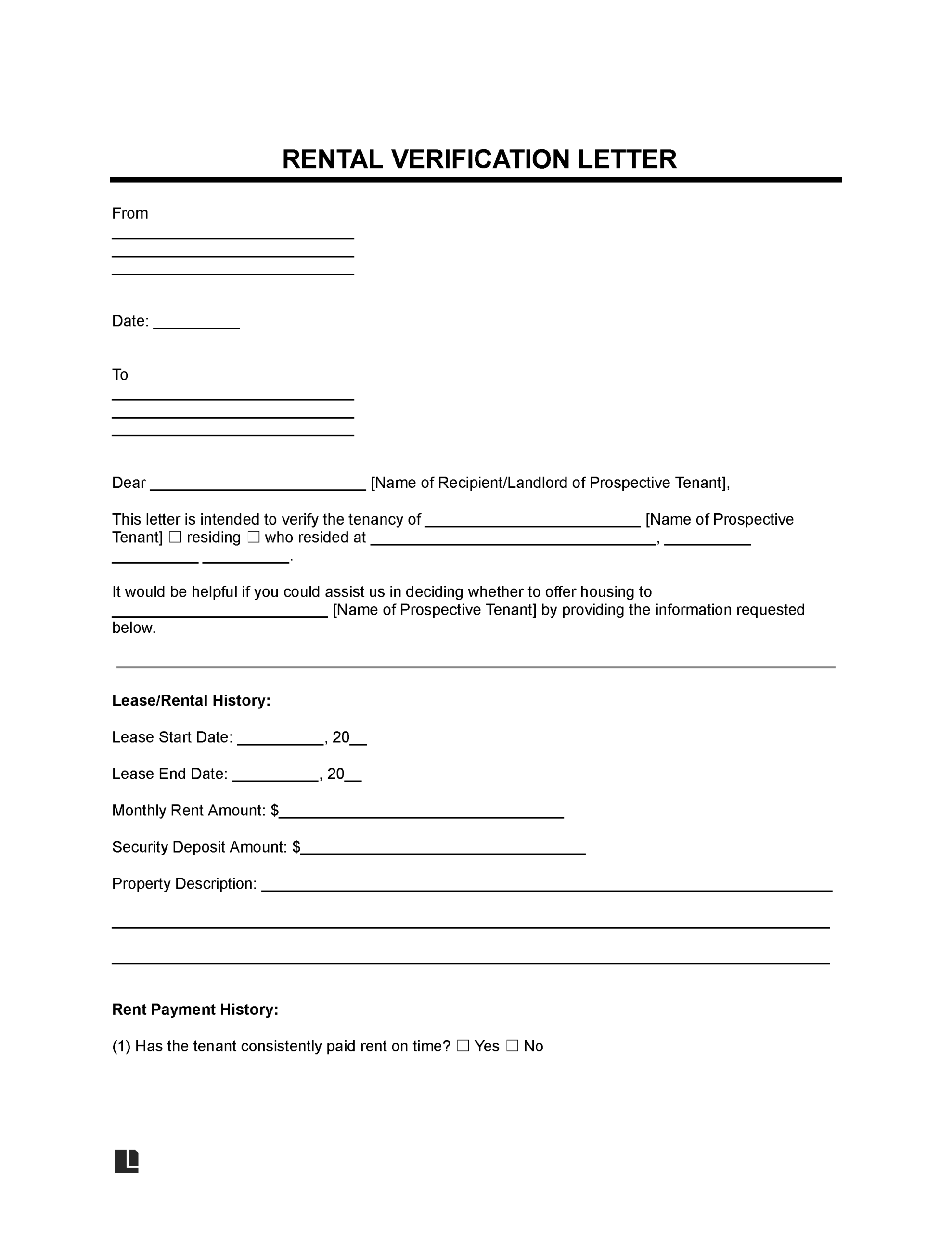 Rental Verification Form Check Rental History With Confidence