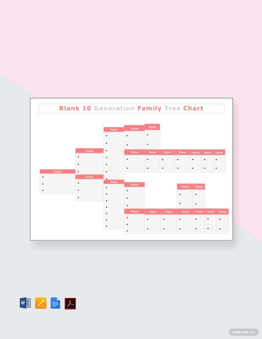 Sample Blank 10 Generation Family Tree Template In Pages Word PDF Download Template