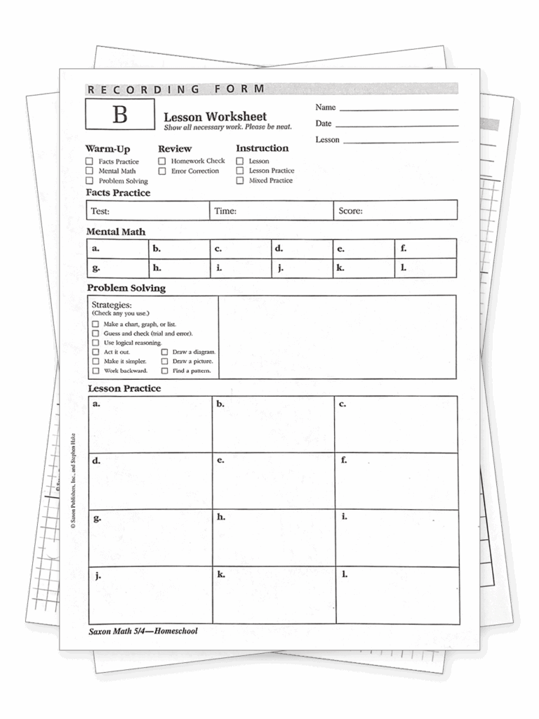 Saxon Math 5 4 Easy Quick Start Guide Homeschool Pickle