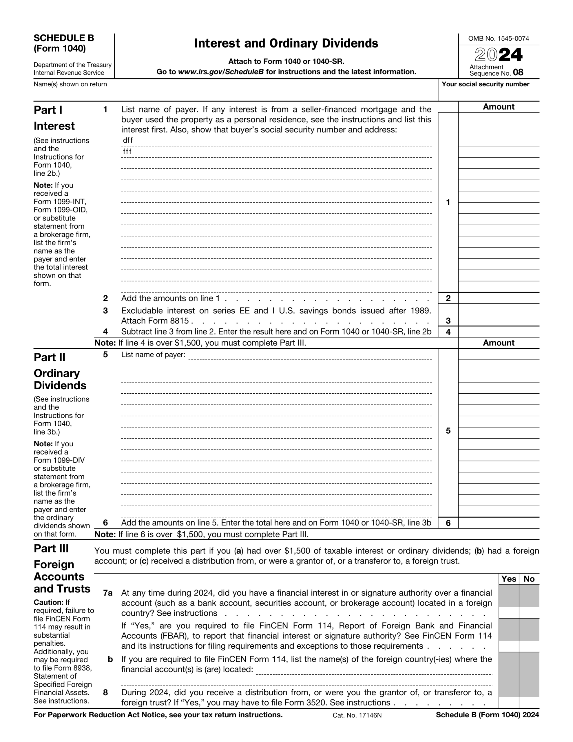 Schedule B Form 1040 2024 2025 Fill PDF Guru