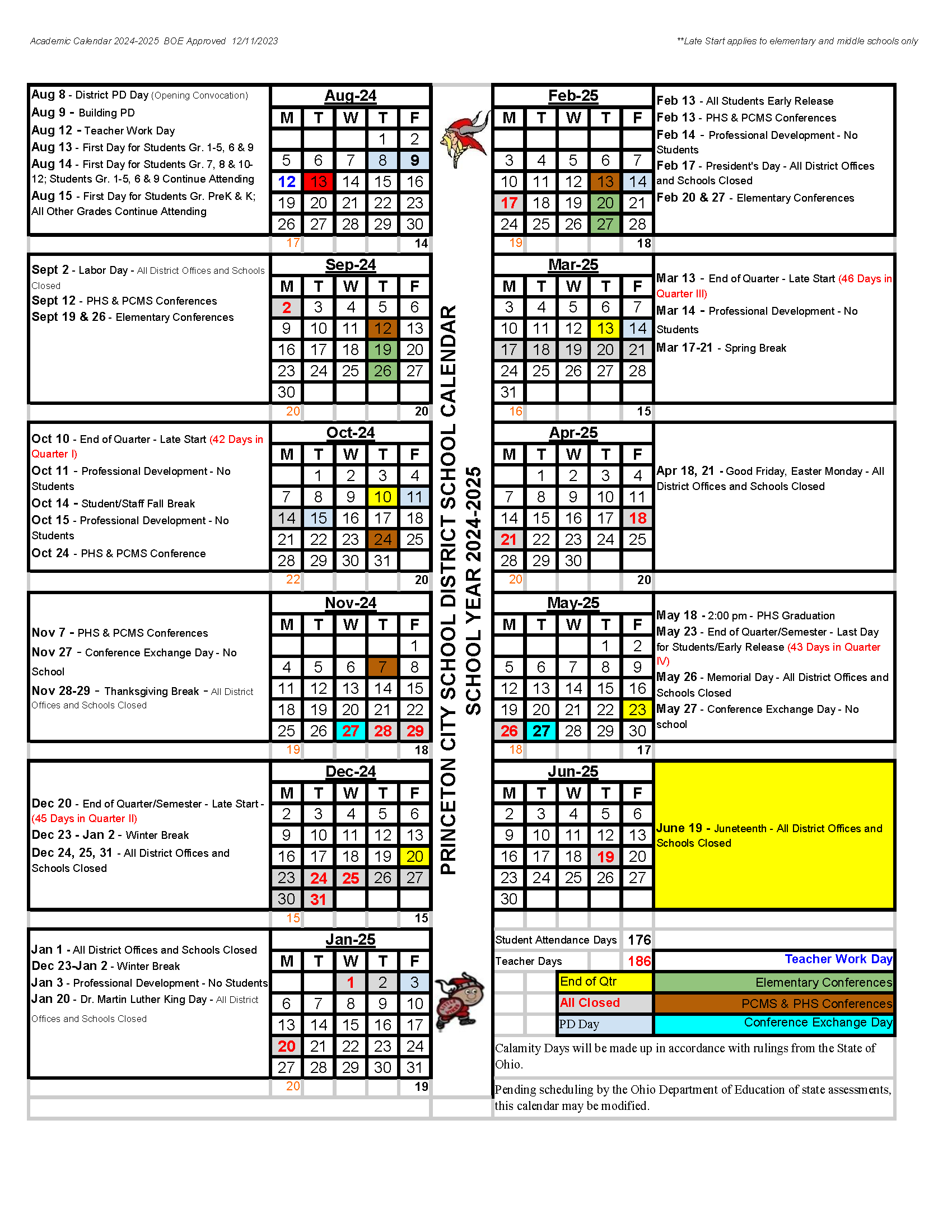 School Year Calendar Princeton City Schools
