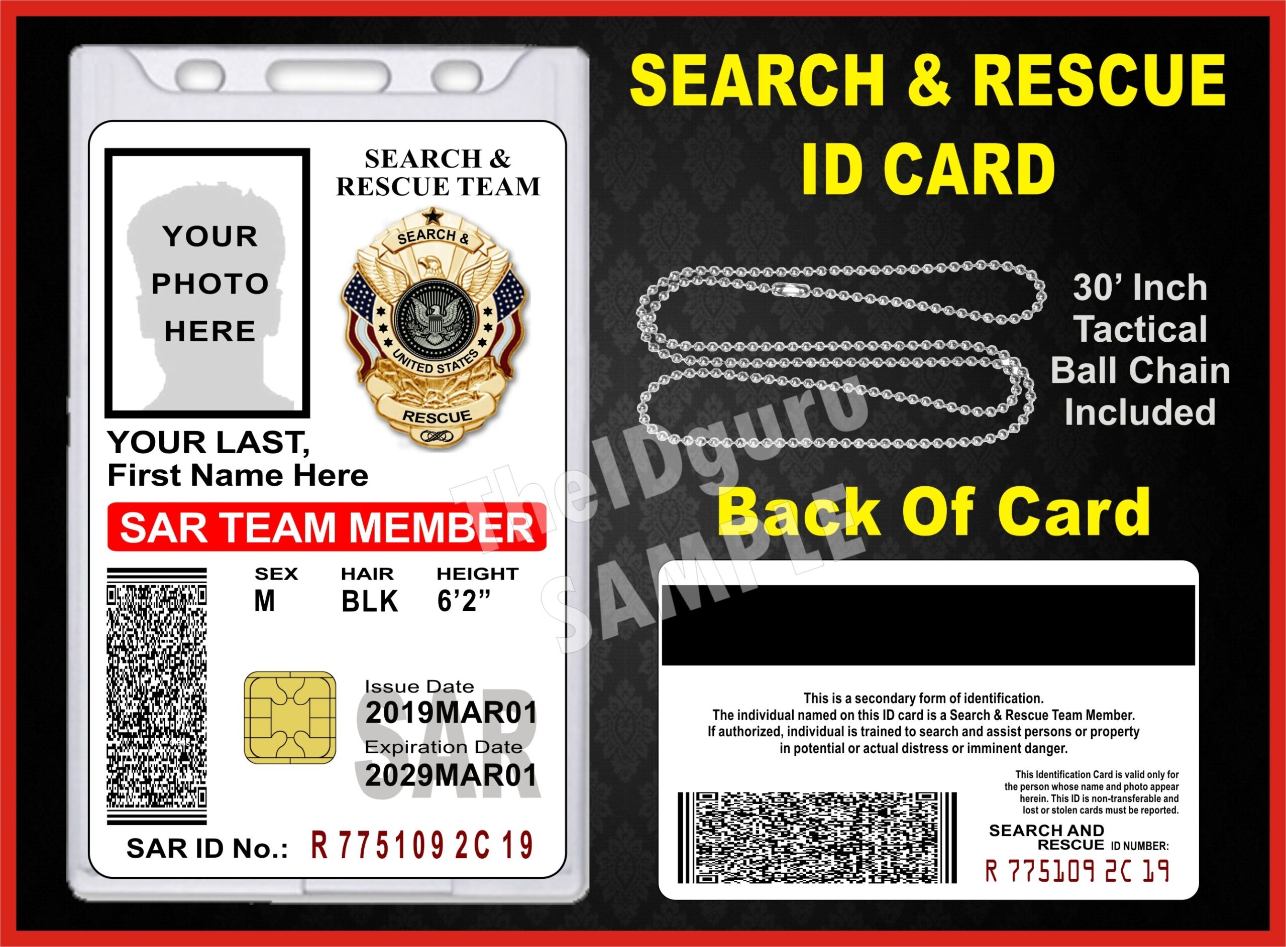 Search U0026 Rescue ID Card SAR Custom With Your PHOTO And LOGO Or 