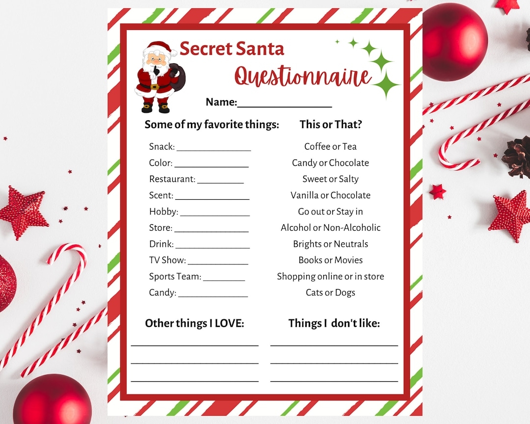 Free Printable Secret Santa Form For Adults Printable