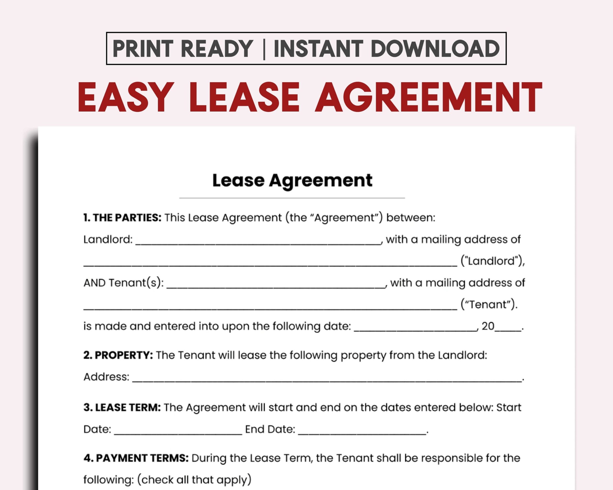 Printable Lease Form Free