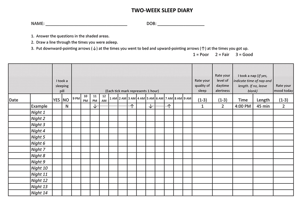 Sleep Diary Fox Valley Pulmonary Medicine