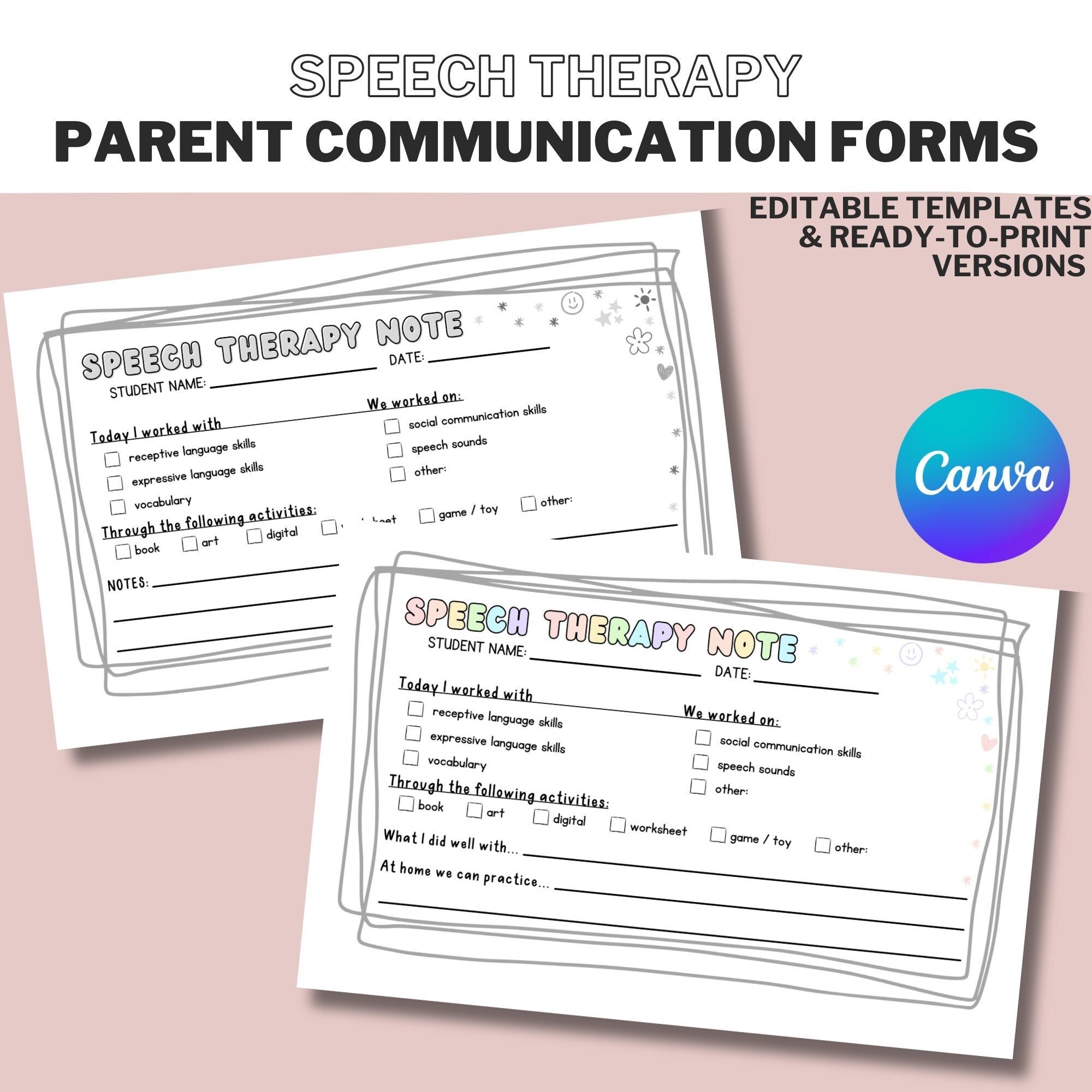 Speech Therapy Note For Parent Communication Today In Speech Therapy Update Note For Speech Language Pathologist CCC SLP Etsy