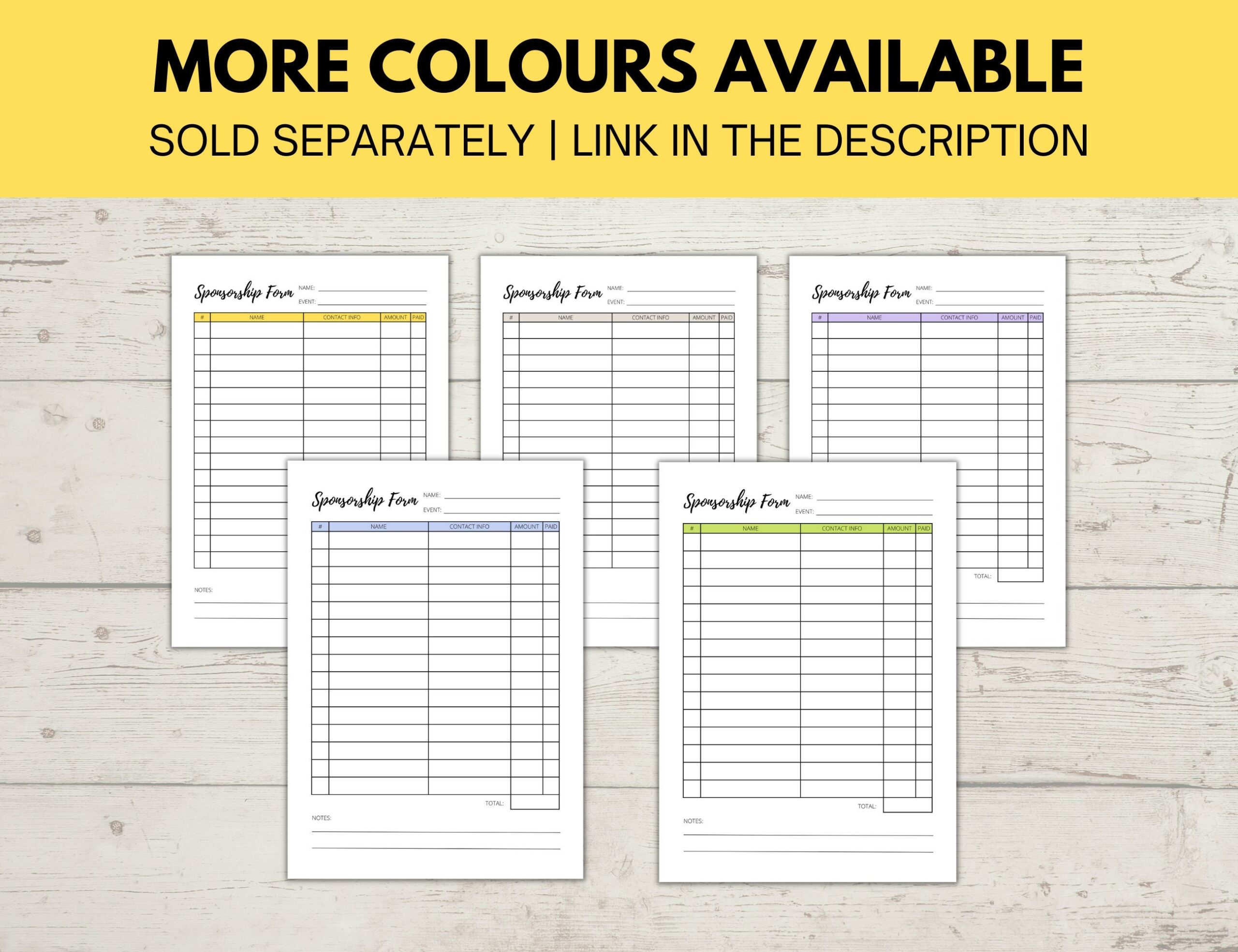 Sponsorship Form Printable Fundraiser Form Charity Fundraiser 