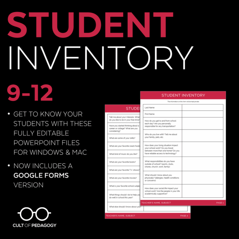 Student Inventories Cult Of Pedagogy