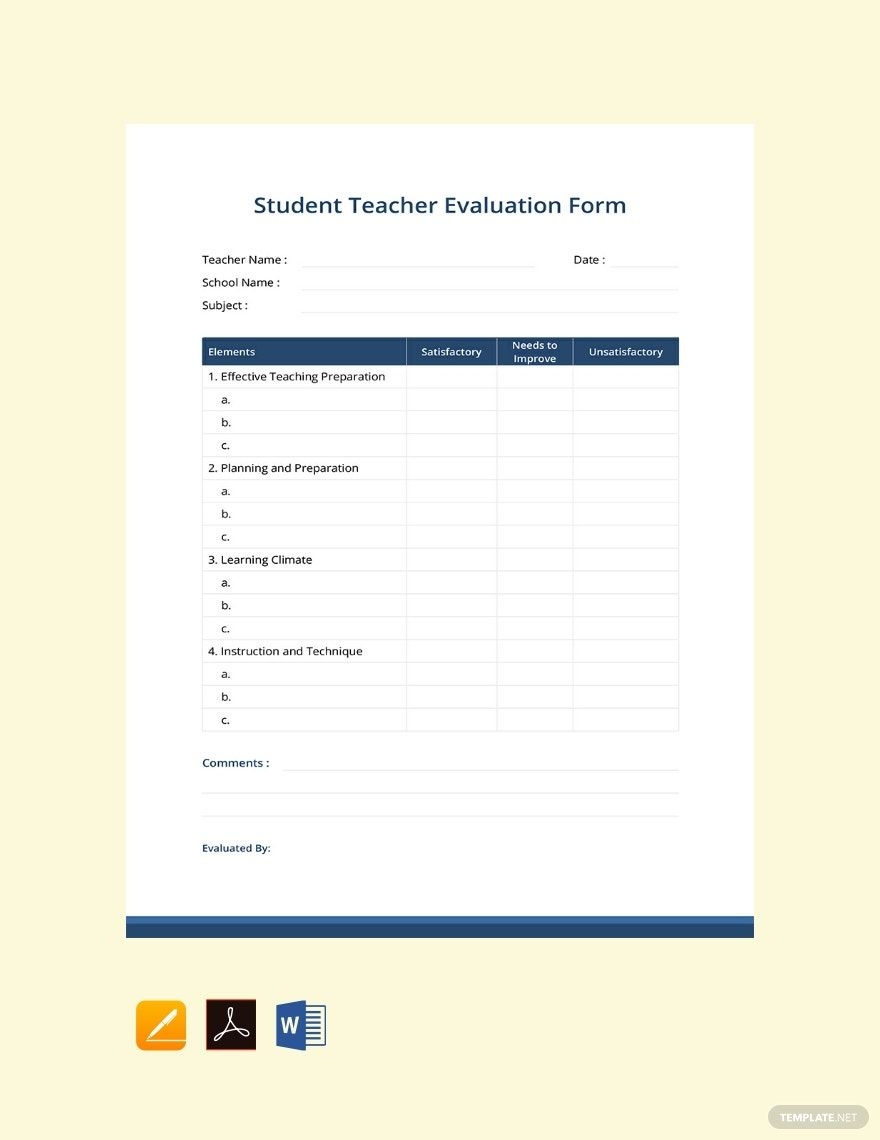 Free Printable Evaluation Forms For Teachers