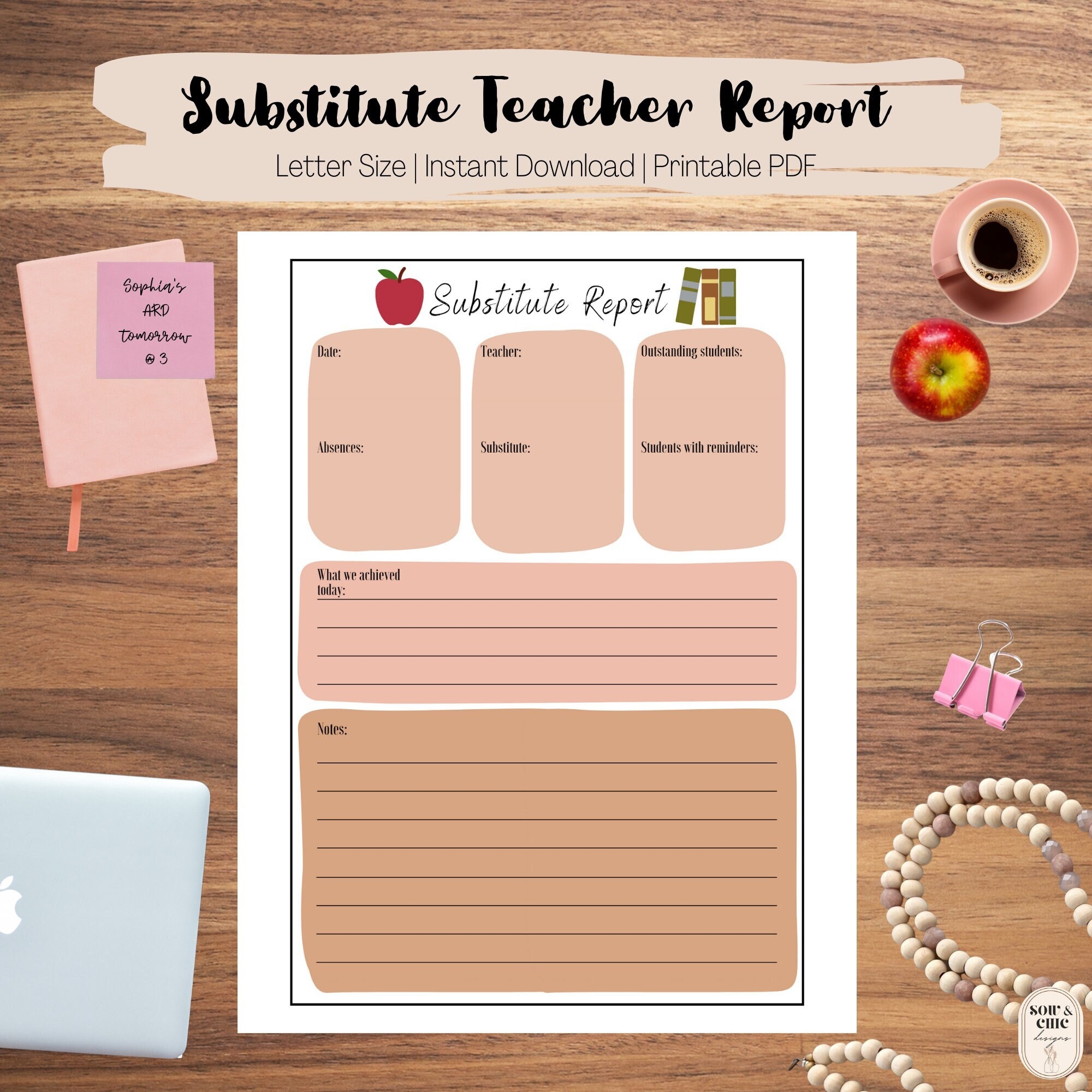 Free Printable Substitute Teacher Report Form