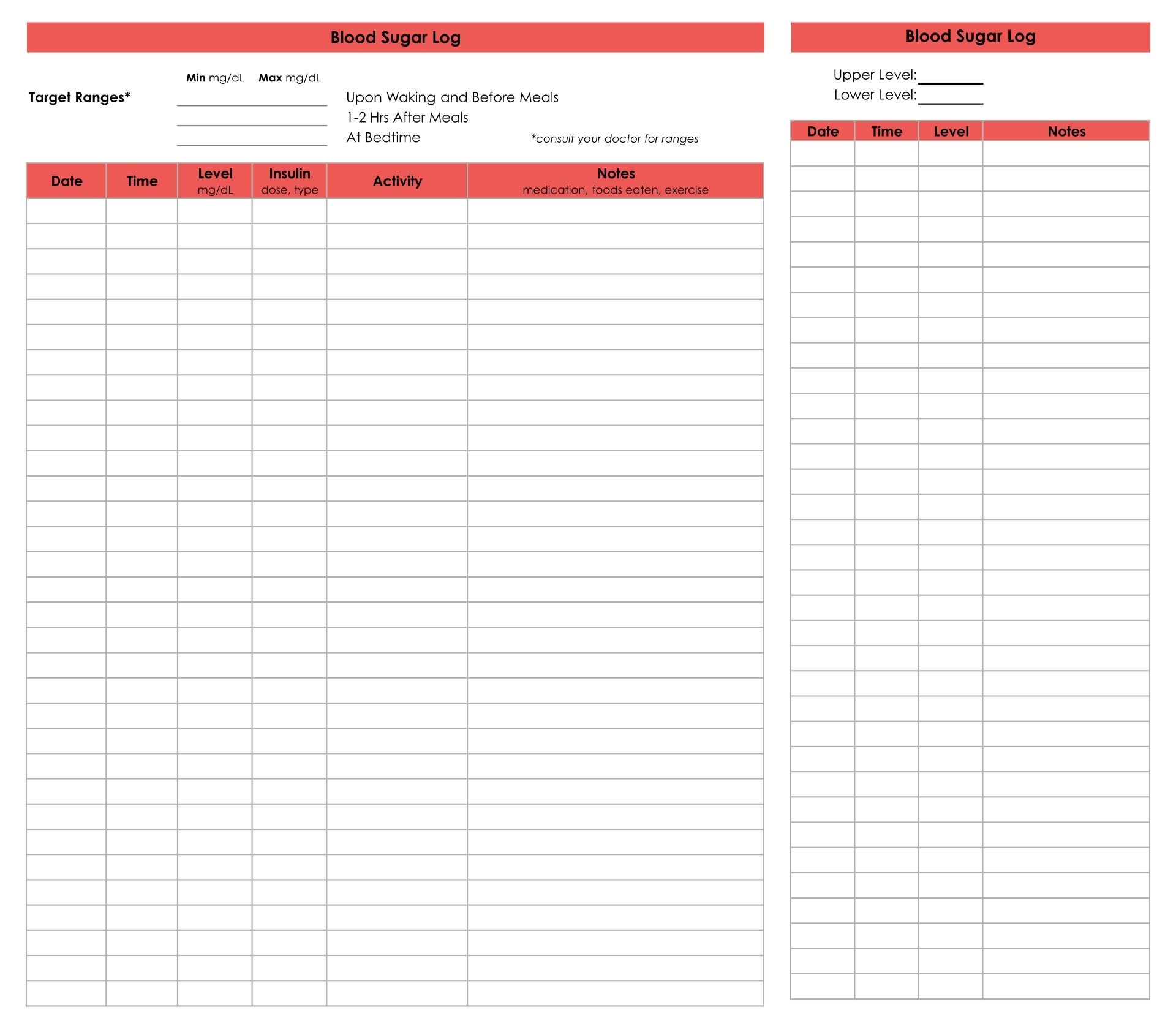 Free Printable Editable Gluosose Monitoring Form