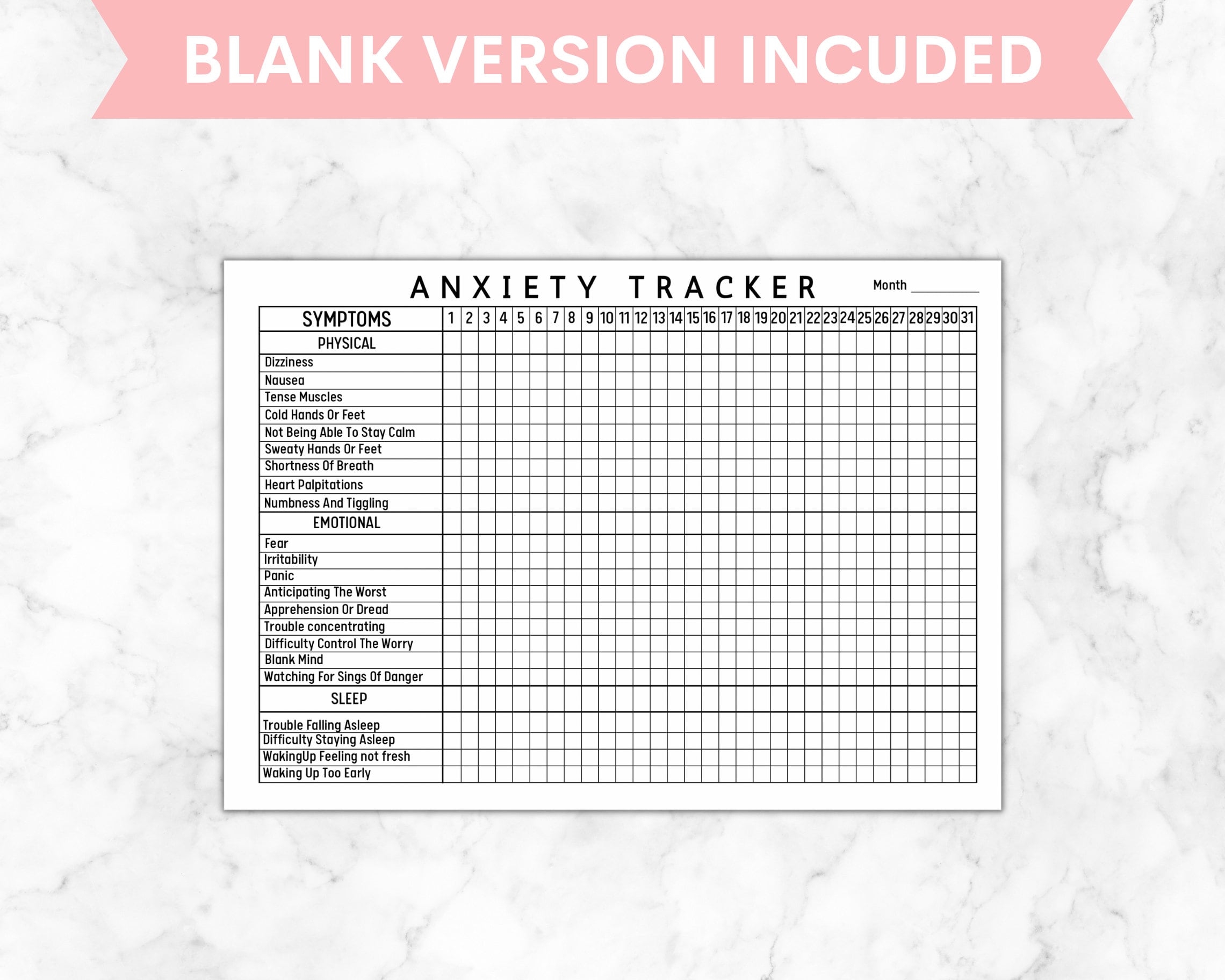 Symptom Tracker Anxiety Journal Anxiety Log Anxiety Worksheet Anxiety Tracker Anxiety Worksheets Anti Anxiety Journal 8 Colors Etsy