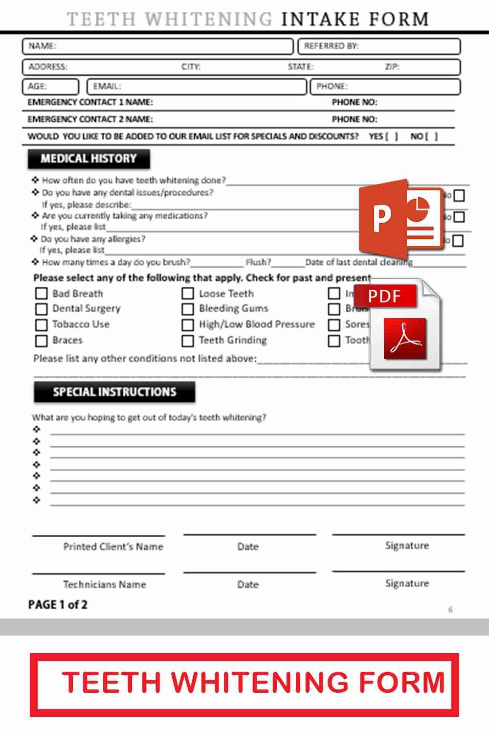 Teeth Whitening Consent Form Template