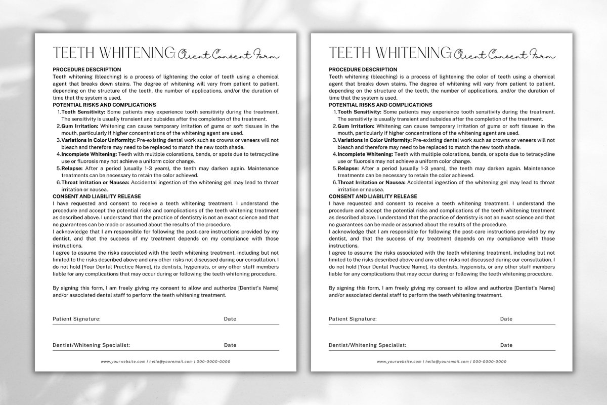 Teeth Whitening Consultation U0026 Consent Form 2932577 