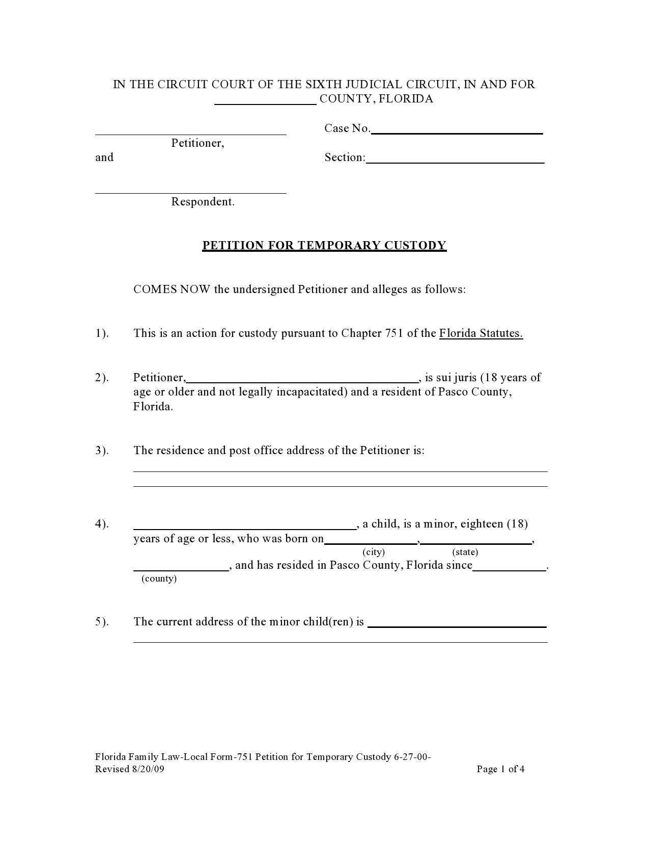 Temporary Child Custody Online
