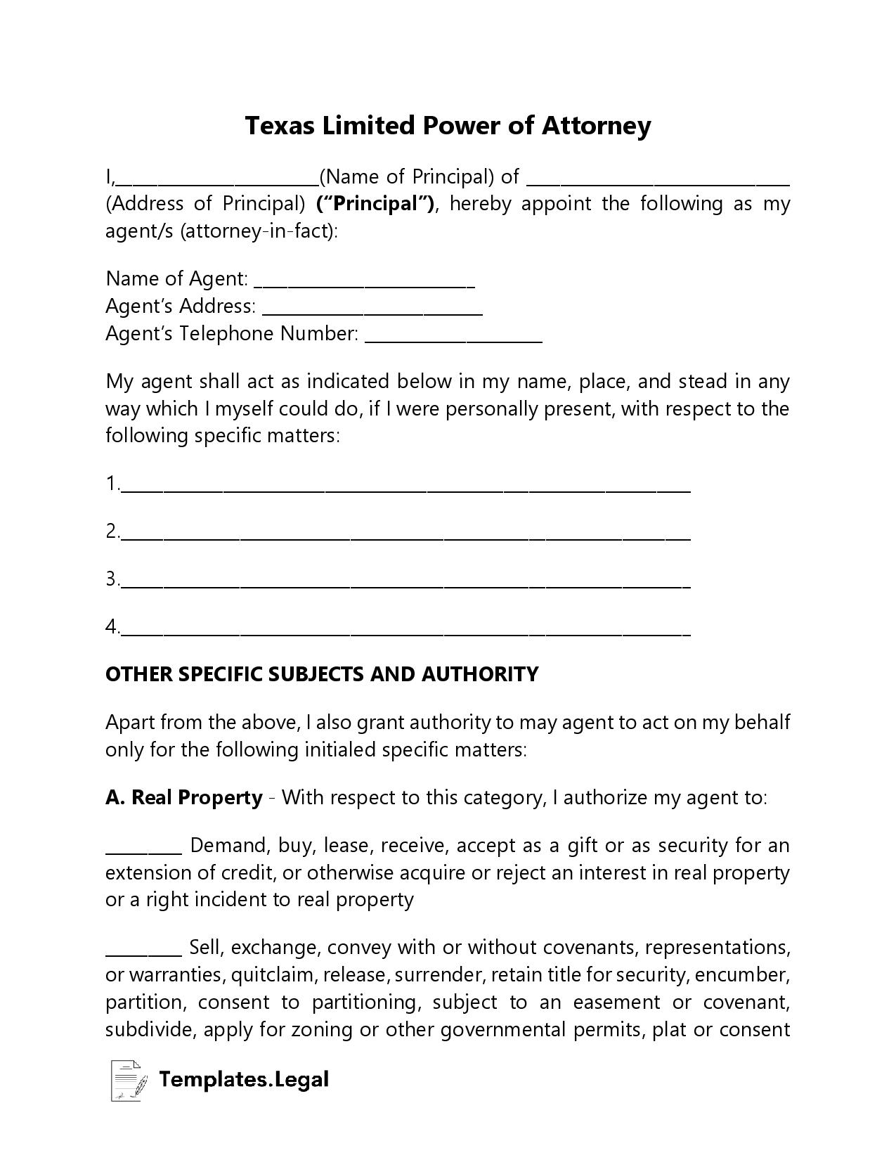 Texas Power Of Attorney Templates Free Word PDF U0026 ODT 