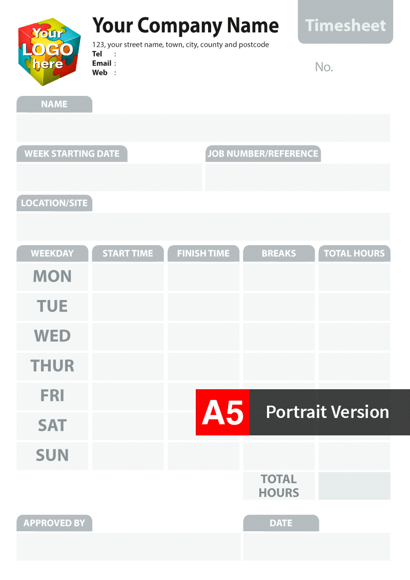 TIMESHEET Template For Carbonless NCR Print From 48