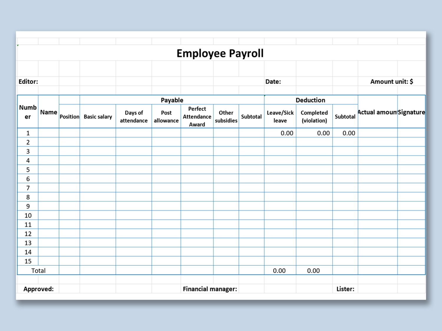 Free Printable Payroll Forms